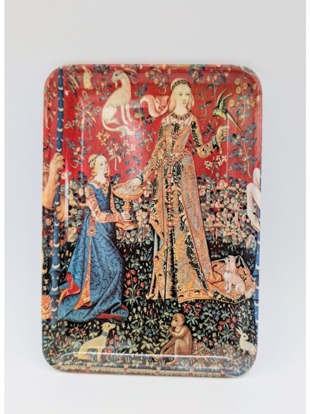 The Queen & Lady Feeding the Animals Melamine Trinket Tray Made in Italy 6" X 4"